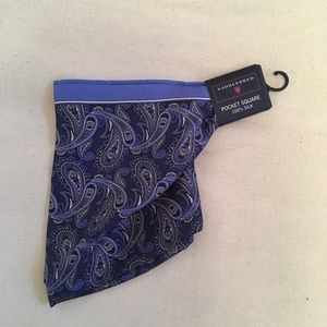 Blue Paisley Silk Pocket Square
